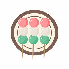 Sanshoku dango japanese mochi (three colored dumplings) 