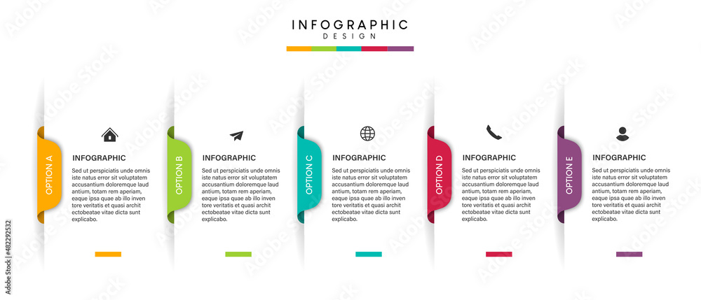 Poster steps business timeline process infographic template design with icons