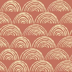 Behangcirkel Vector geometrische patroon. Eenvoudige Scandinavische stijlvolle textuur. Regenboog herhalen. Doodle hand getekende illustratie. © VaulinaArtDesigns