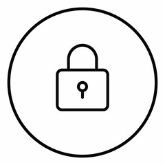 Closed lock line icon inside circle, security, closed blocked, line icons.