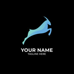 Jumping goat logo template with gradient color. brand logo vector illustration