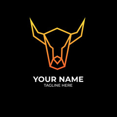 Bull logo with geometric gradient lineart. brand logo template vector illustration