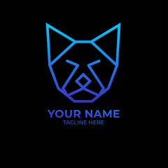 Dog head logo with geometric gradient lineart. brand logo template vector illustration