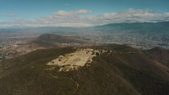 Aerial Panoramic View Of Monte Alb&aacute;n Archaeological Site In Oaxaca State In Southern Mexico.
