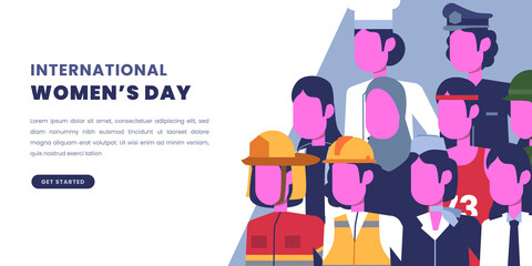 international women's day. Women in leadership, empowerment, gender equality, diverse career job illustration concept