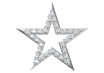silver star on white background. 3D rendering
