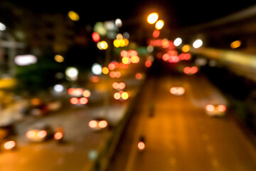 Abstract blurred bokeh of light on the road