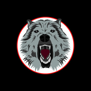 vector illustration of silver wolf with circle background suitable for t-shirt or poster drawing