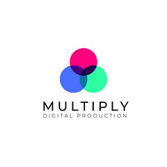 Multiply logo design concept with rounded blending color. modern logo for digital production vector illustration