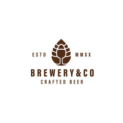 Brewery vintage logo for crafted beer vector illustration. the bold design concept for the beer company