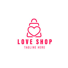 Love Shop Logo designs Template, bag combined with heart concept for the brand company.