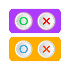 yes and no buttons, accepted and not accepted buttons, rejected, true, false, agree and disagree icons