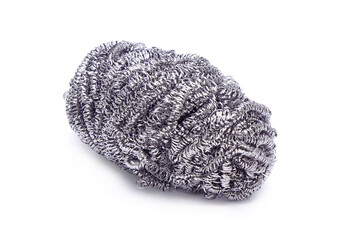 Steel wool isolated on white background. Kitchenware