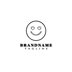 love eye emoticon cartoon logo template icon design black isolated vector illustration