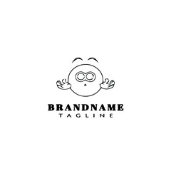 Obraz premium shocked emoticon cartoon logo template icon design black isolated vector illustration