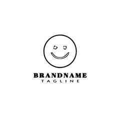 smile emoticon cartoon logo template icon design black isolated vector illustration