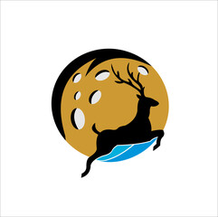 A deer with antlers and elements of the earth. ecology logo. vector illutration