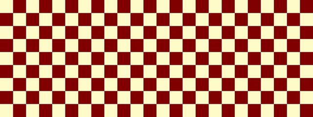 Checkerboard banner. Maroon and Beige colors of checkerboard. Small squares, small cells. Chessboard, checkerboard texture. Squares pattern. Background.