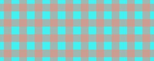 Banner, plaid pattern. Cyan on Salmon color. Tablecloth pattern. Texture. Seamless classic pattern background.