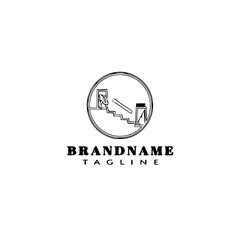 exit logo cartoon template black icon vector illustration