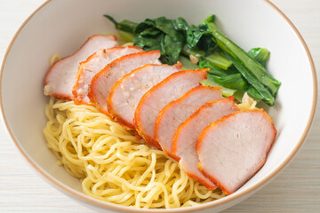 Barbecue Red Pork Noodles with Soup