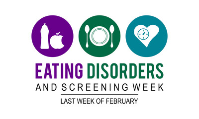 Eating disorders and screening week. Medical food disorders concept template for banner, card, poster, background.
