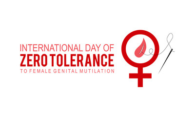 International day of zero tolerance to female genital mutilation. Genital mutilation concept vector template for banner, card, poster, background.