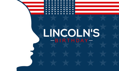 Lincoln's birthday. Us holiday concept vector template for banner, card, poster, background.