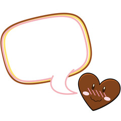 ハート型チョコのキャラクターと吹き出しのフレーム素材