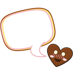 ハート型チョコのキャラクターと吹き出しのフレーム素材