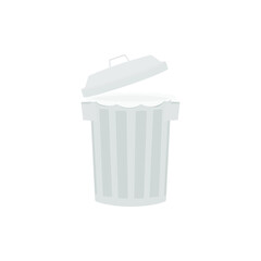 Metal trash can with plastic inside it illustration vector. rubbish bucket with plastic