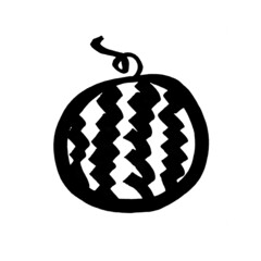 Summer watermelon line marker stroke pattern watercolor black white