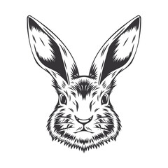 Rabbit line art. vintage. Bunny tattoo or easter event print design vector illustration.