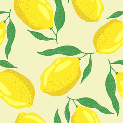 Obraz premium Vector seamless pattern of lemons. Citrus design.