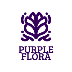 purple flora flower nature logo concept design illustration