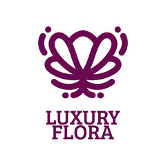 luxury flora flower purple nature logo concept design illustration