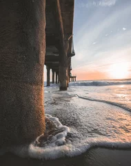 Abwaschbare Fototapete Cappuccino Sonnenuntergang am Strand