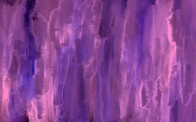 Abstract purple and lilac background in the form of vertical watercolor strokes drawn by hand.