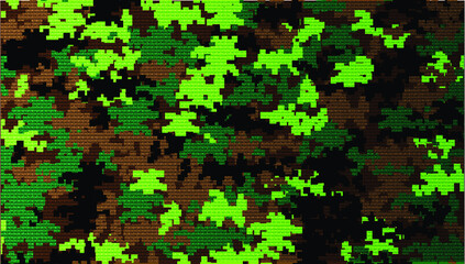 Military Camouflage pattern with pixelate styles. Army and navy colors on mosaic wallpaper. Canvas Fabric textile seamless background.