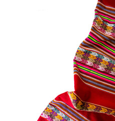Peruvian traditional blanket - Lliclla on a white background - obrazy, fototapety, plakaty
