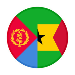 round icon with eritrea and sao tome and principe flags. vector illustration isolated on white background