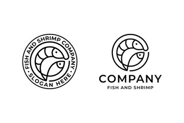 Fish and Shrimp Simple Badge Logo Template