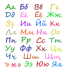 Russian alphabet on white background isolated