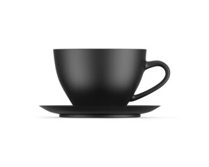Black tea cup mockup on a white background, 3d illustration