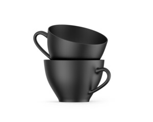 Black tea cup mockup on a white background, 3d illustration