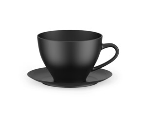 Black tea cup mockup on a white background, 3d illustration