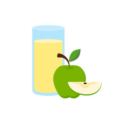 apple fruit drink in glass, apple smoothie, apple milk vector illustration