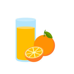 orange fruit drink in glass, orange smoothie, orange milk, orange juice vector illustration