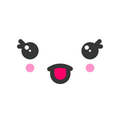 Tease with tongue kawaii cute emotion face, emoticon vector icon