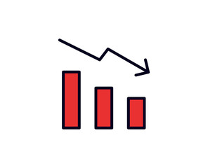 Down line icon. Vector symbol in trendy flat style on white background. Down sing for design.